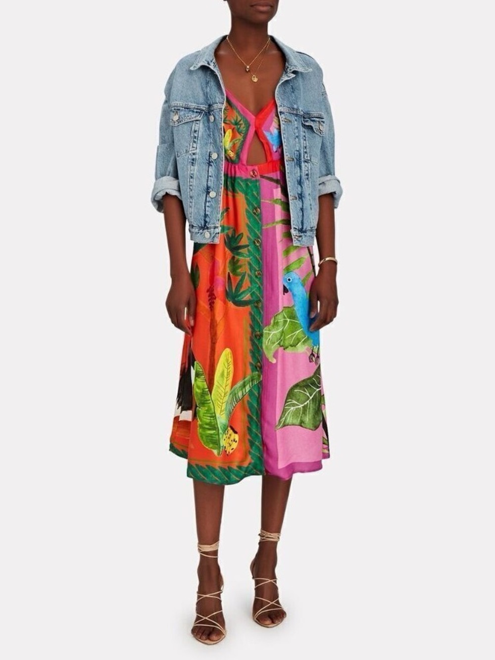 FARM RIO double scarves midi dress US Large - Picture 5 of 12